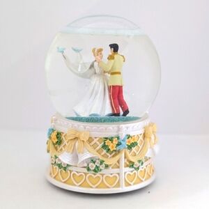 Romantic Wedding Snow Globe with Yellow and Blue Accents